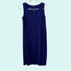 Eileen Fisher XS Sleeveless Blue Scoop Neck Shift Dress 39" Long
